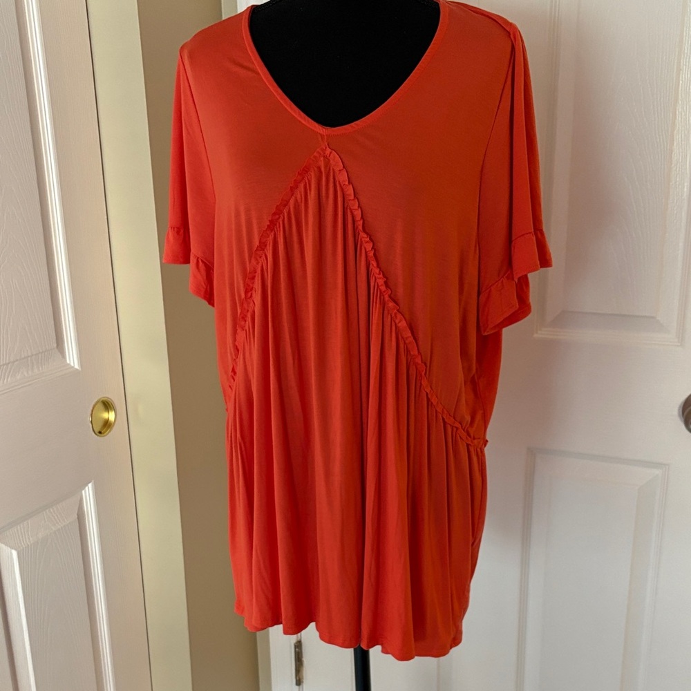 Vibrant Orange Short Sleeve Tunic Top
